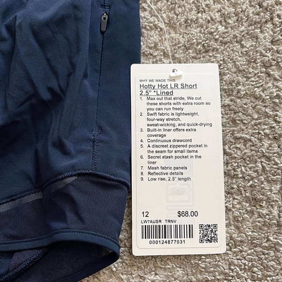 Lululemon Hotty Hot Short, True Navy, Size 12, 2.5” inseam, lined, low rise - Picture 2 of 6